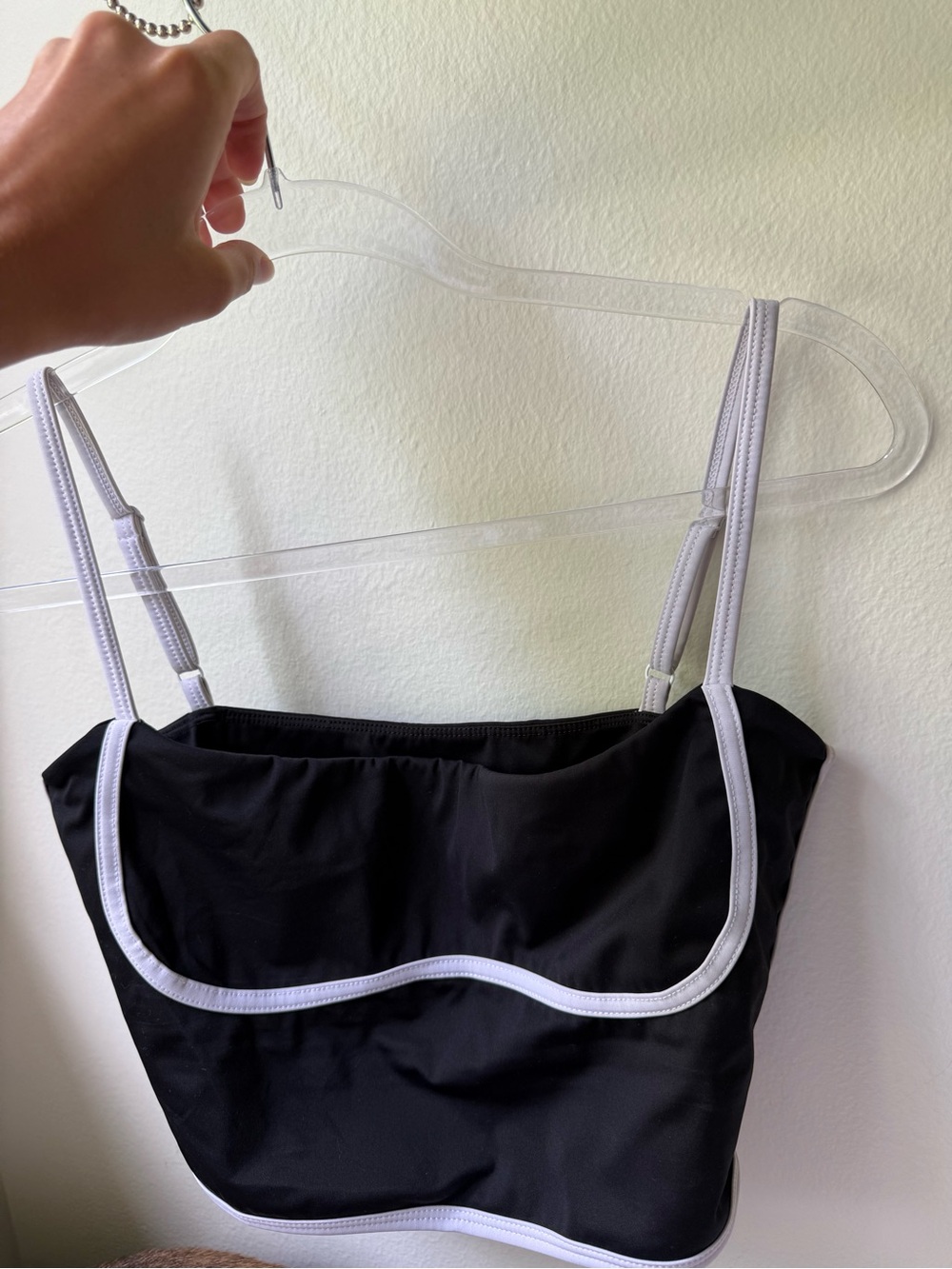 Move with you Black with White Trim Cropped tank Top - Women